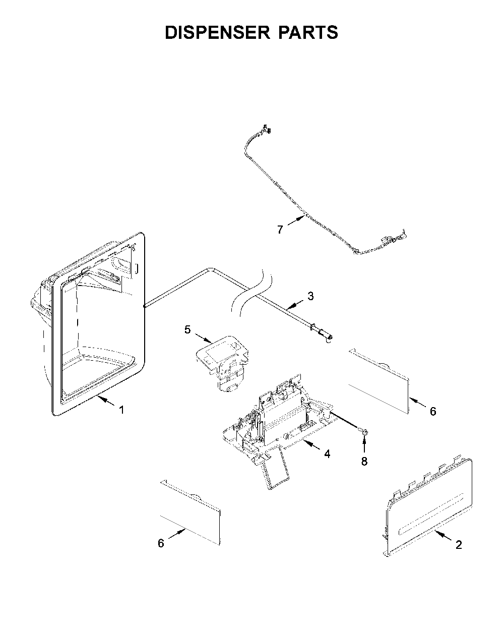 Dispenser parts Diagram and Parts List for WRS315SDHT02  Whirlpool Refrigerator