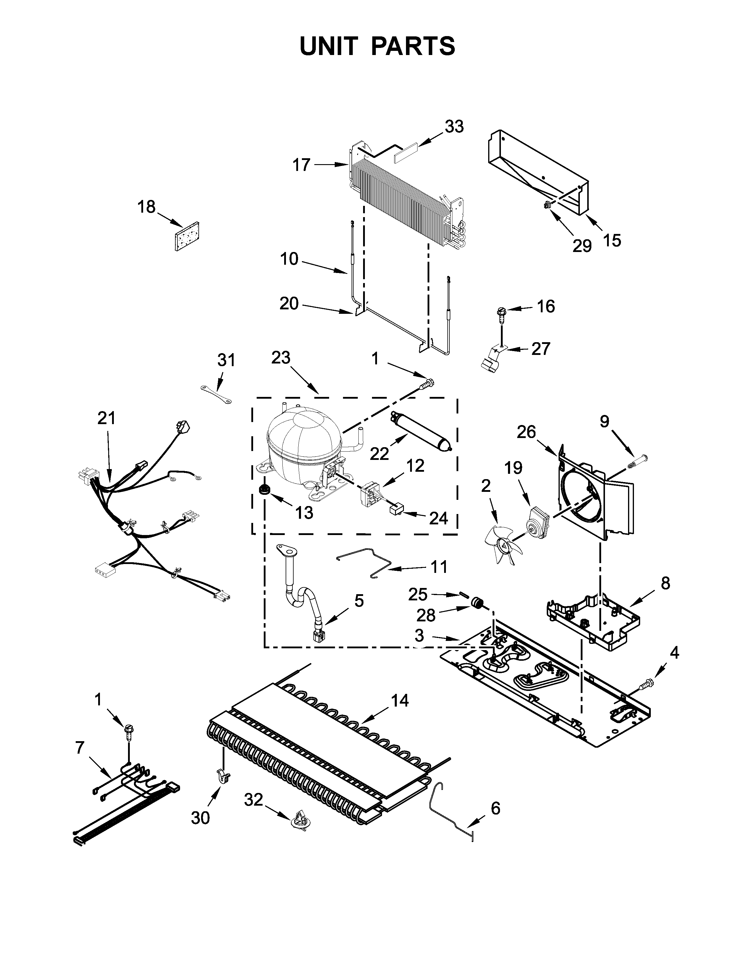 Unit Parts Diagram and Parts List for IX3HHGXSS000  Whirlpool Refrigerator