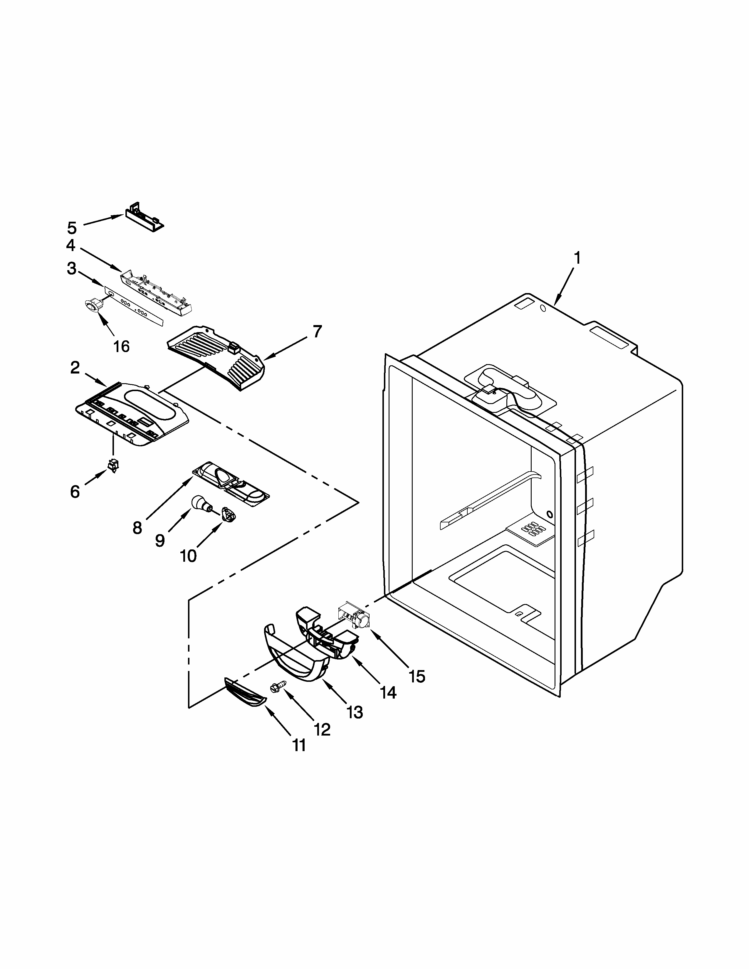 Refrigerator Liner Parts Diagram and Parts List for 59679412410  Kenmore Refrigerator