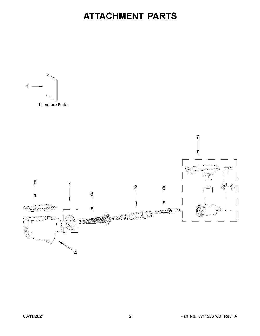 Attachment Parts Diagram and Parts List for KSMFVSP0  KitchenAid Mixer