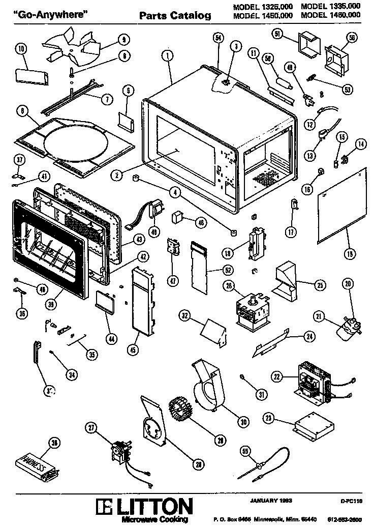01 - Page 1 Diagram and Parts List for 1335000  Whirlpool Microwave