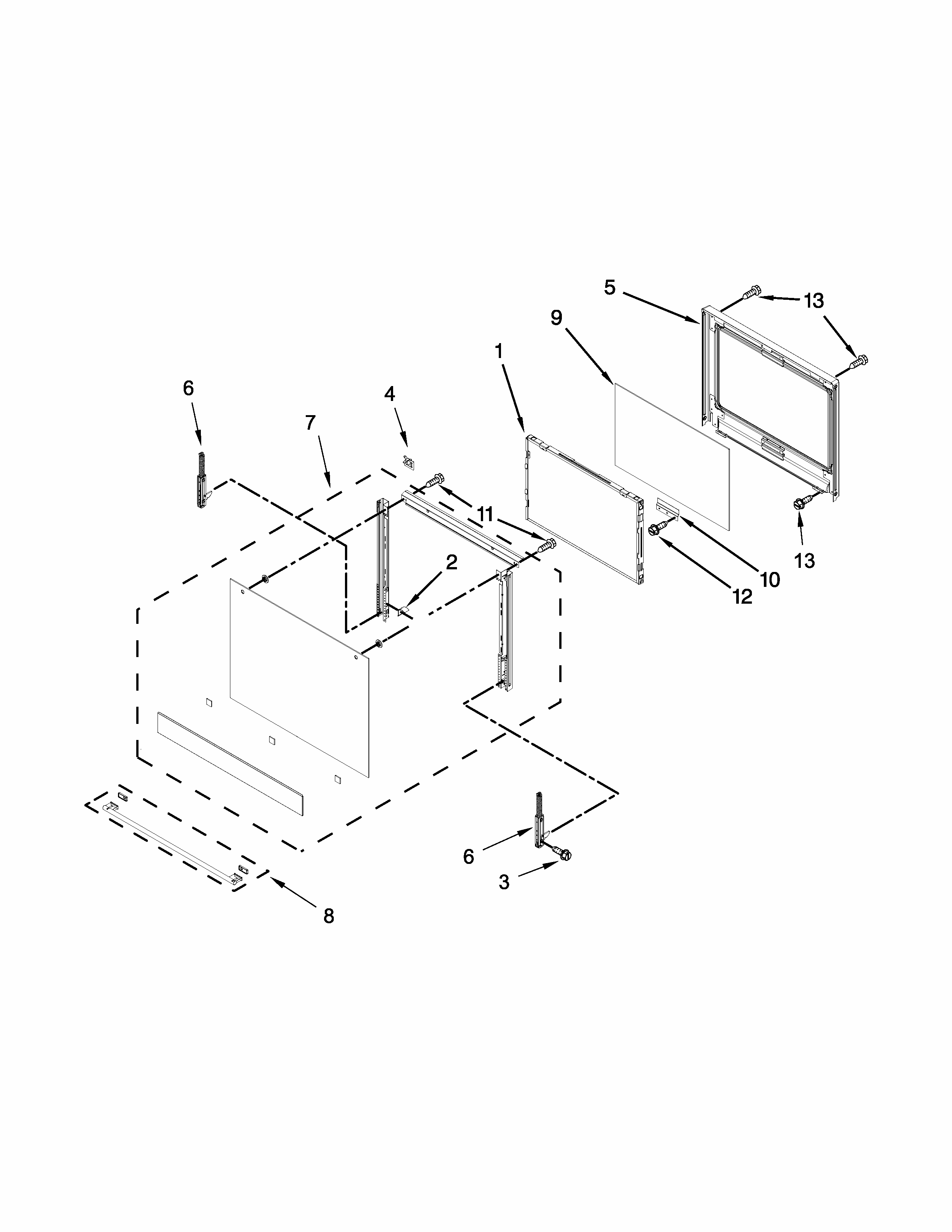 Upper Oven Door Parts Diagram and Parts List for IBD350DS01  Whirlpool Wall Oven