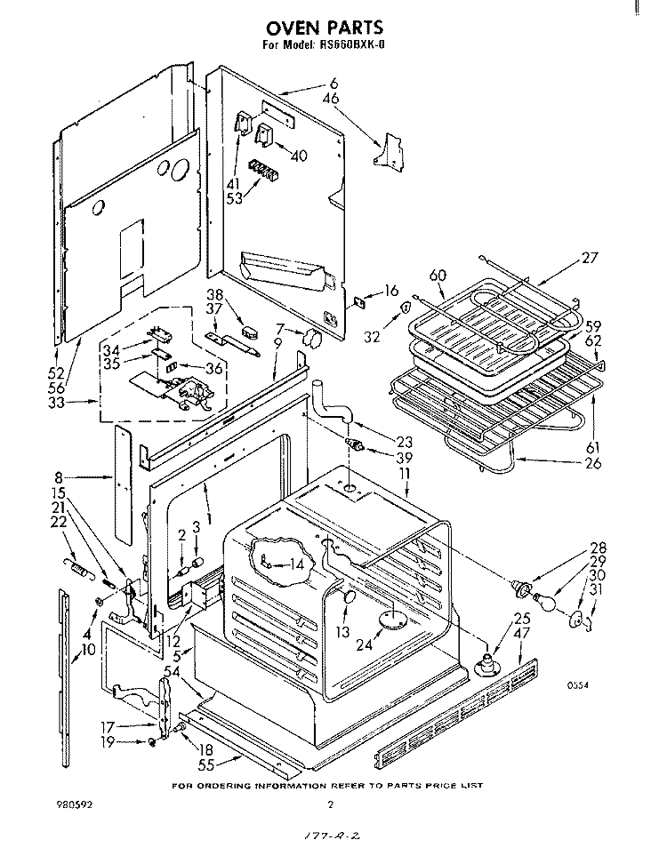 SECTION Diagram and Parts List for RS660BXK0  Whirlpool Range