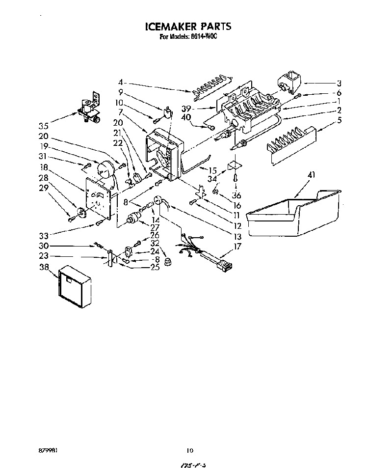 Ice Maker Diagram and Parts List for 8614*0C  Roper Refrigerator
