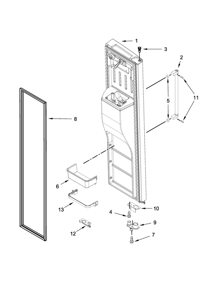 Freezer Door Parts Diagram and Parts List for 7KRSF77EST00  KitchenAid Refrigerator