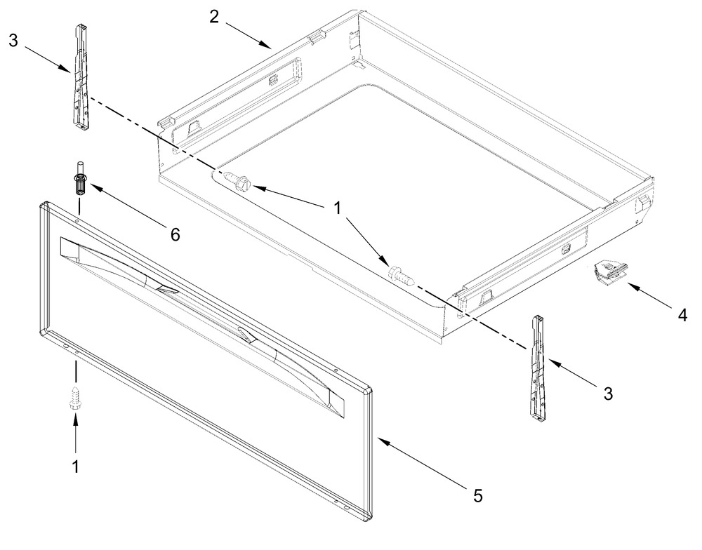 Drawer Parts Diagram and Parts List for VREW3150RB0  Whirlpool Range