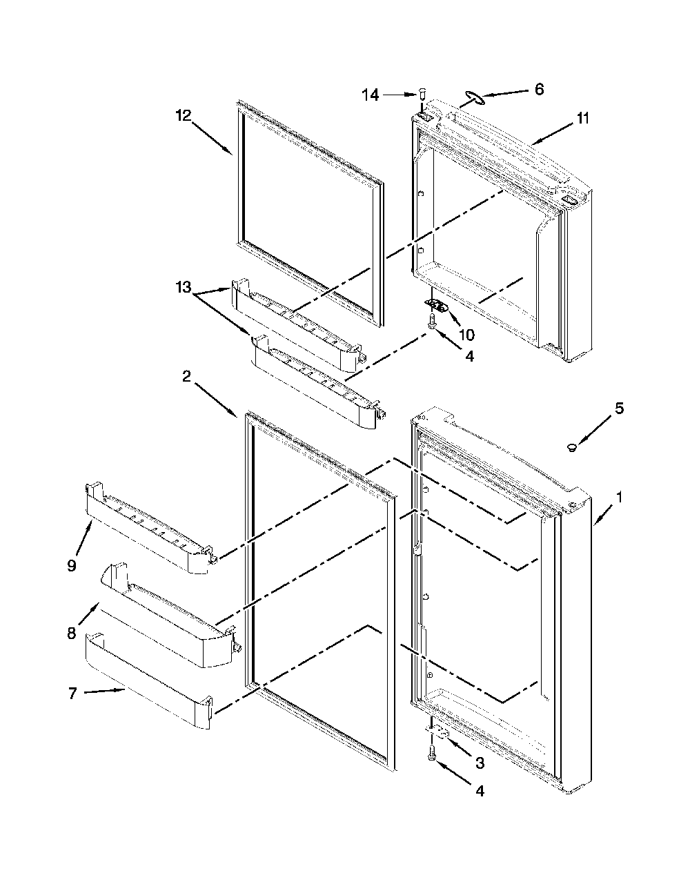Door parts Diagram and Parts List for 10676393412  Kenmore Refrigerator