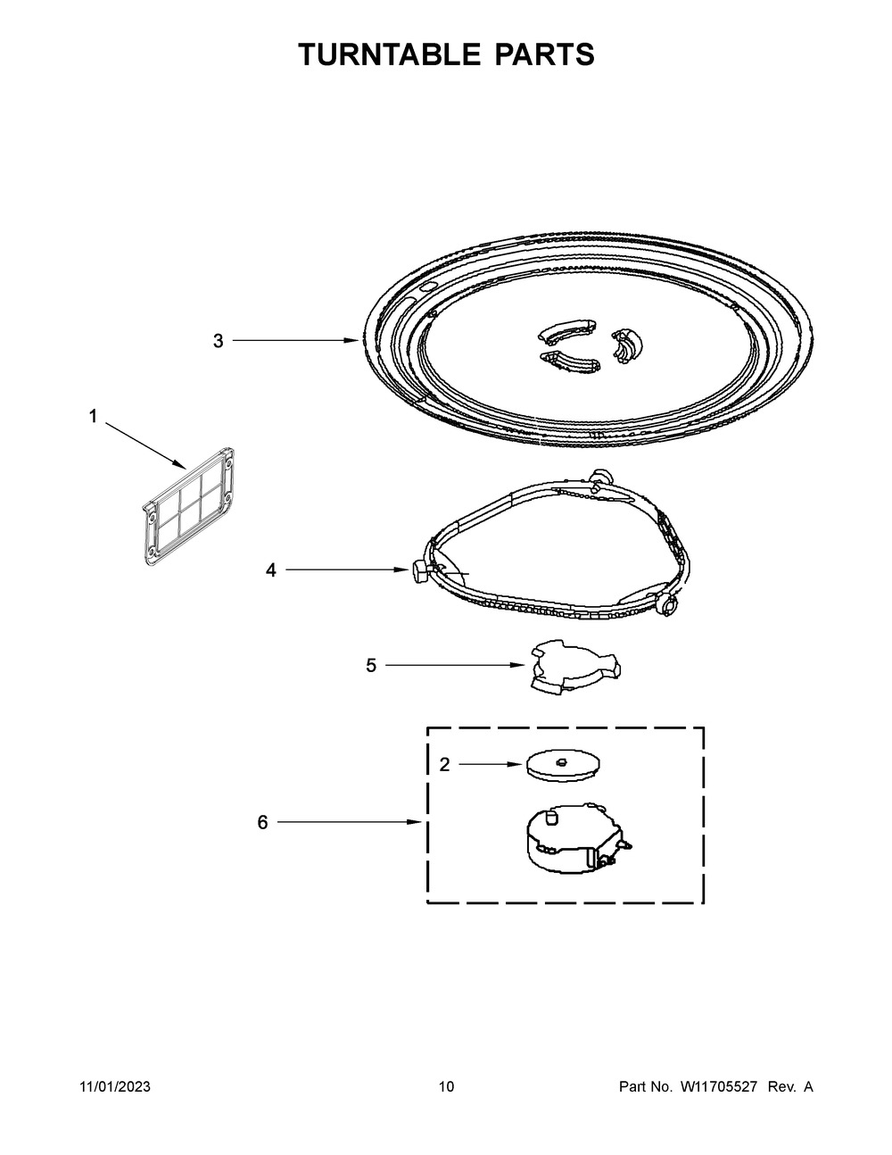 Turntable Parts Diagram and Parts List for YWMH31017HZ07  Whirlpool Microwave