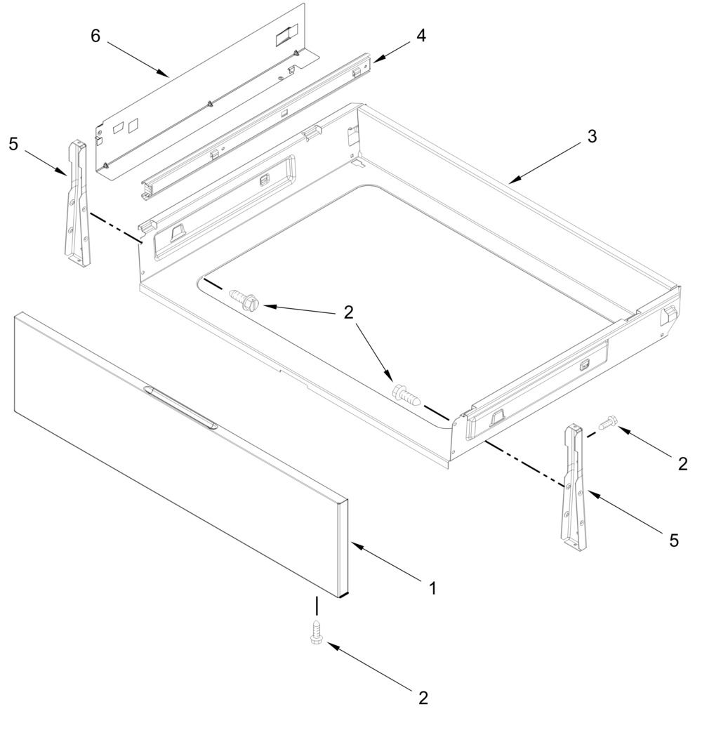 Drawer Parts Diagram and Parts List for KSES530SBE0  Whirlpool Range