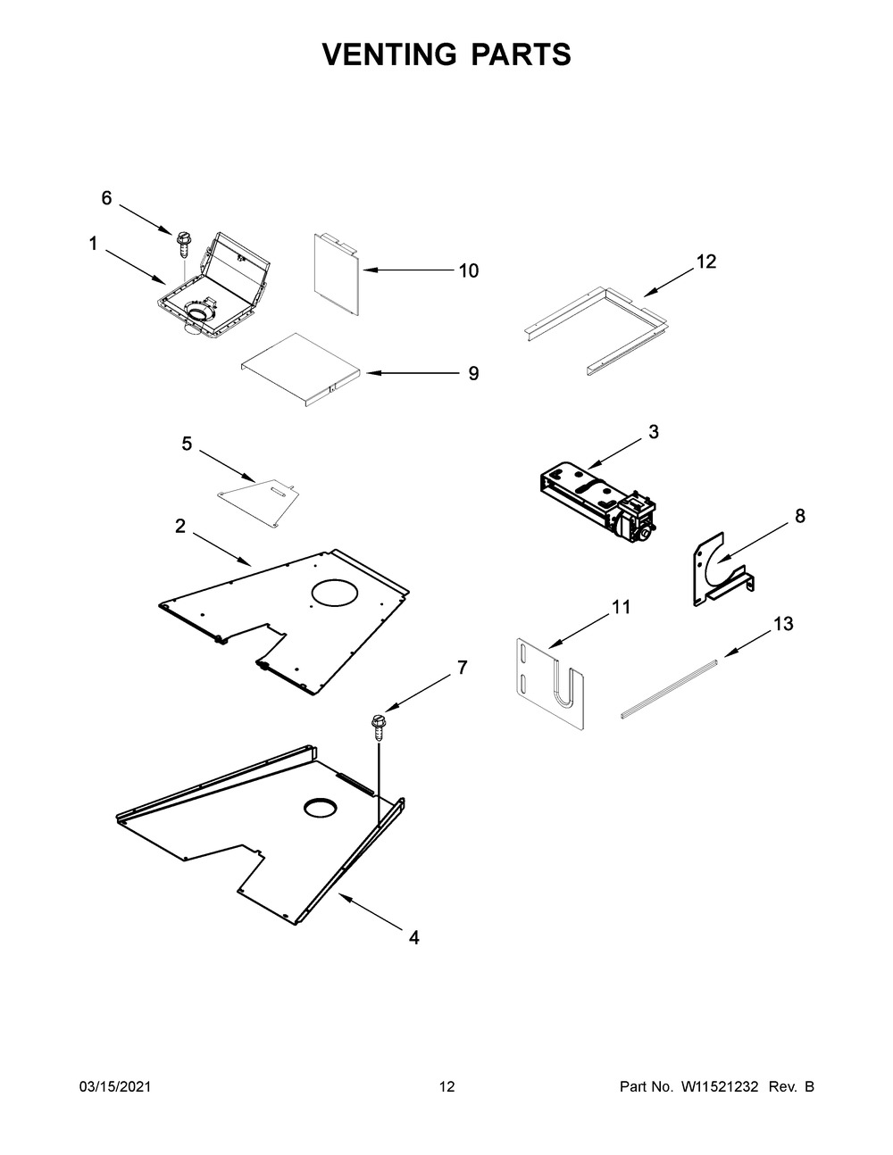 Venting Parts Diagram and Parts List for JGRP748HM01  Whirlpool Range