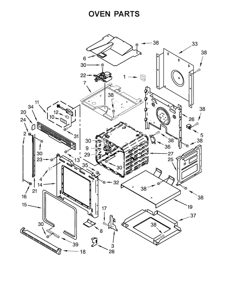 Oven Parts Diagram and Parts List for KODC304EBL00  KitchenAid Wall Oven