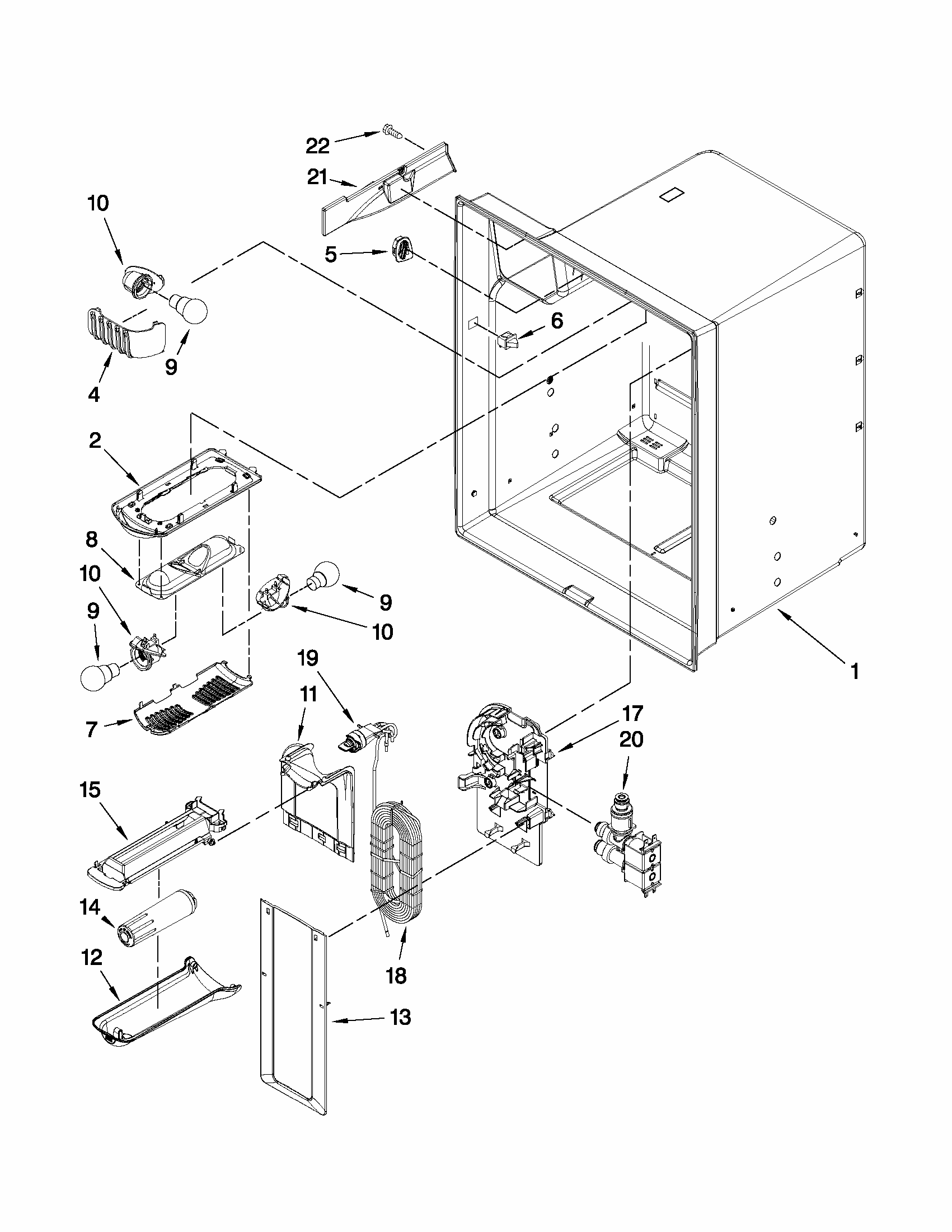 Refrigerator Liner Parts Diagram and Parts List for 59679542015  Kenmore Refrigerator