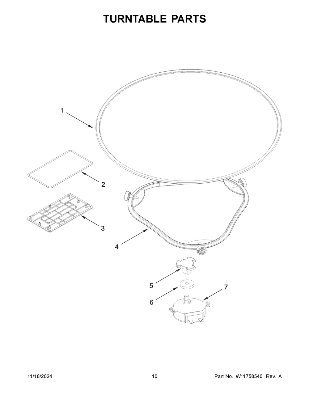 06 - Turntable Parts Diagram and Parts List for WML55011HB08  Whirlpool Microwave