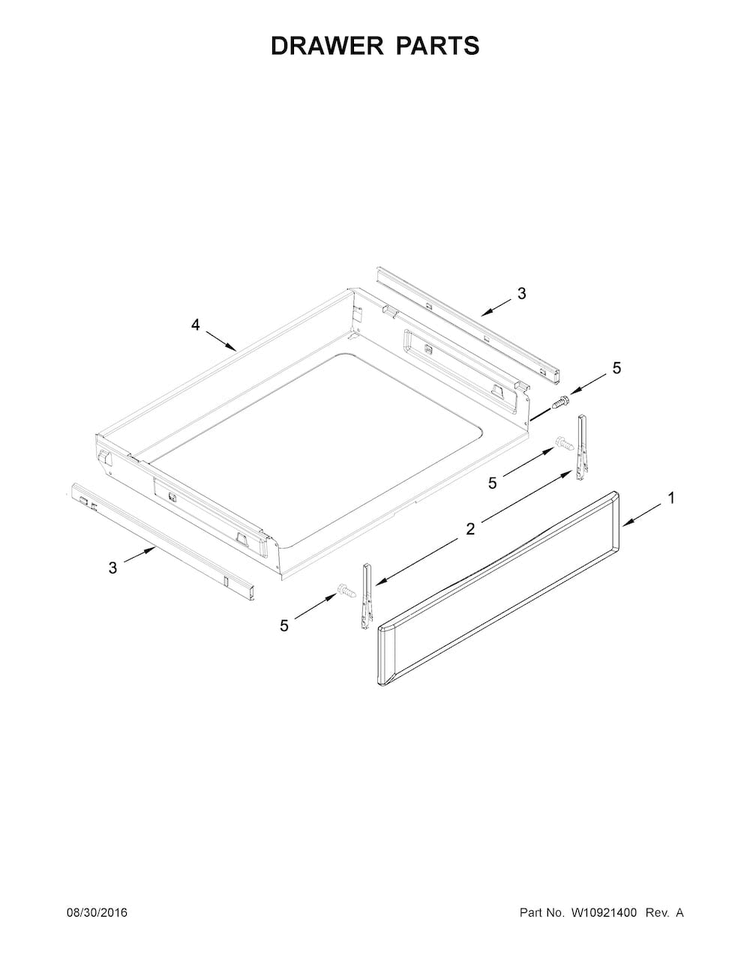 Drawer And Diagram and Parts List for WFG540H0EB1  Whirlpool Range