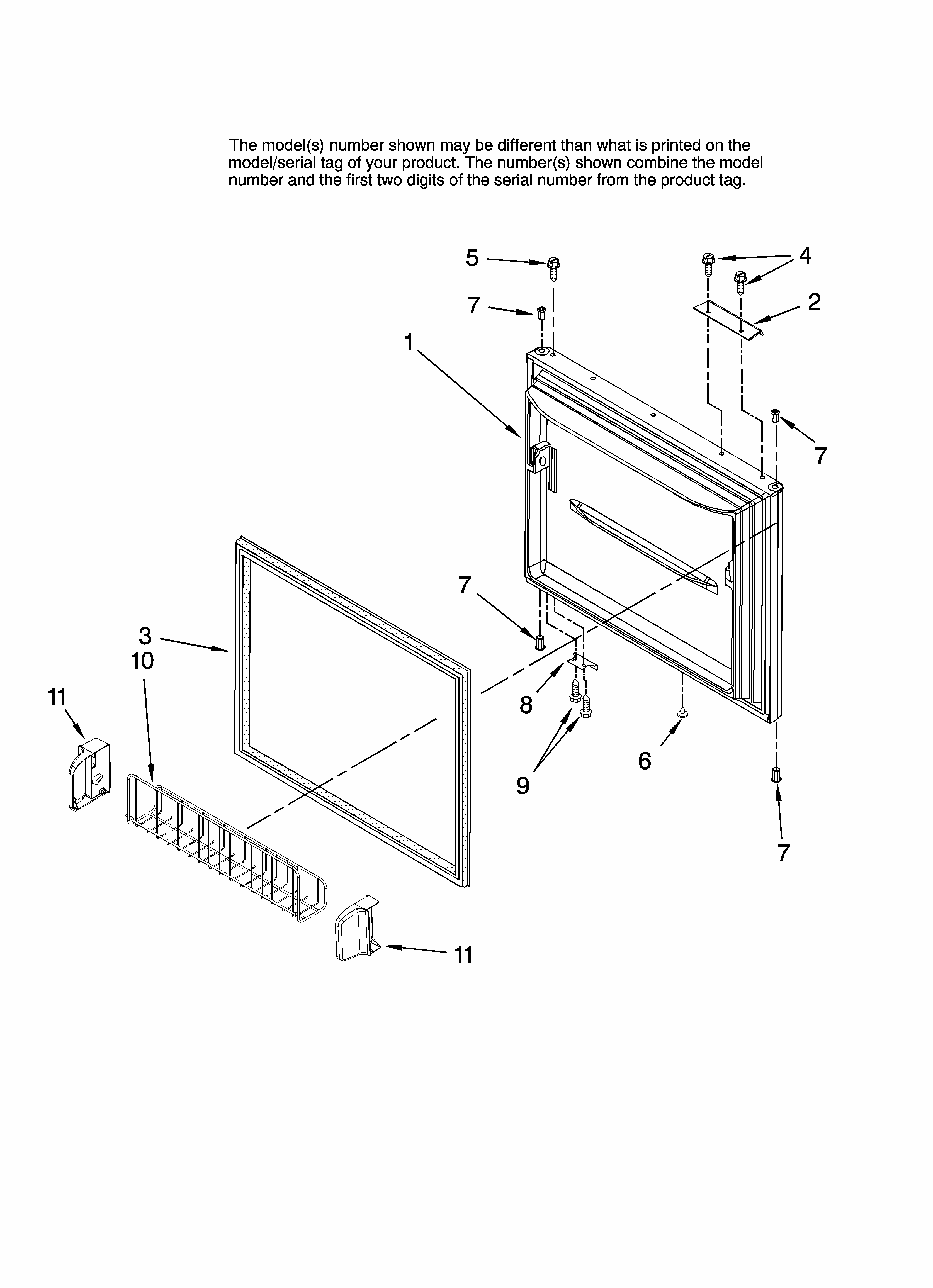 Freezer Door Parts Diagram and Parts List for GB9SHKXMQ13  Whirlpool Refrigerator