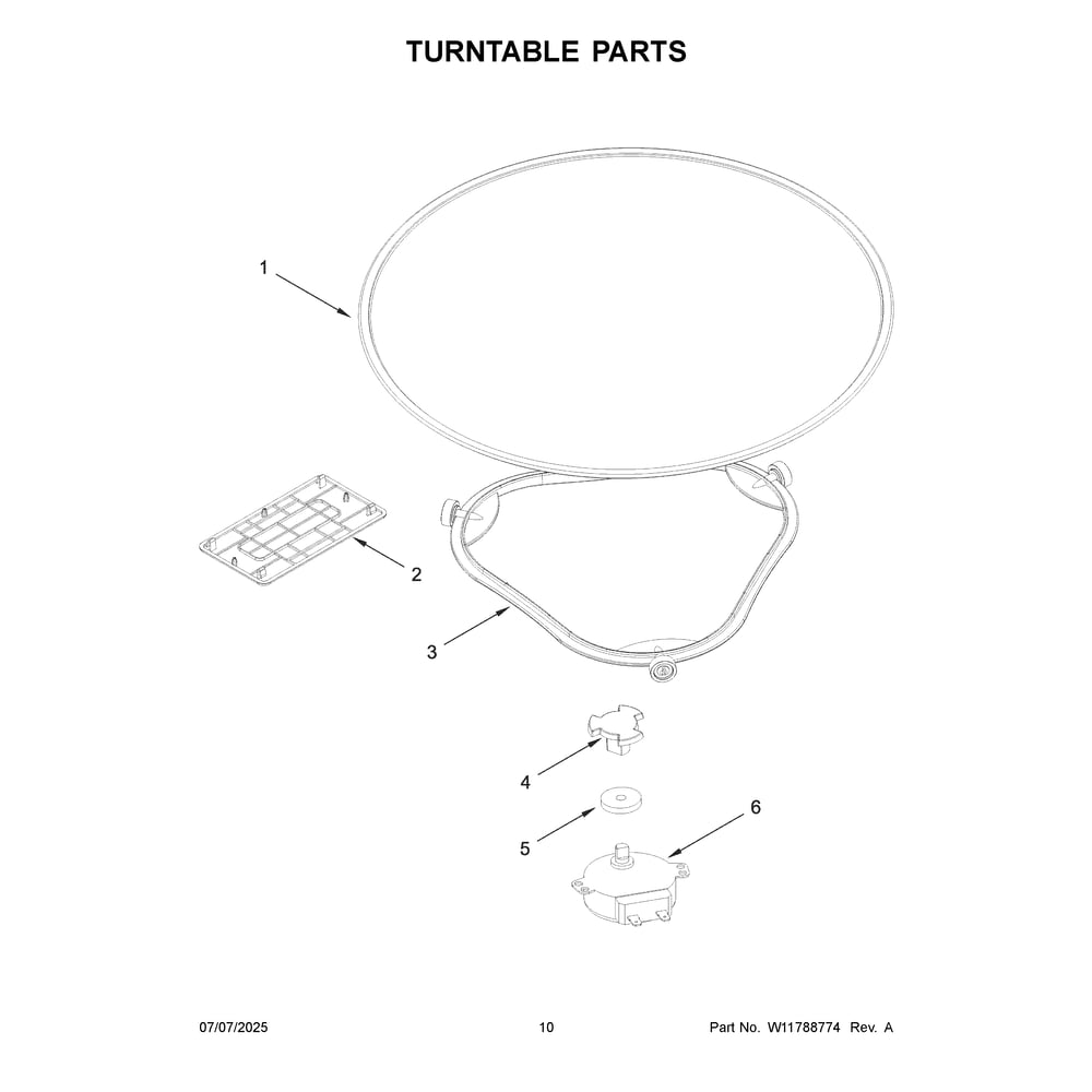 Turntable Parts Diagram and Parts List for WMML5530RW01  Whirlpool Microwave