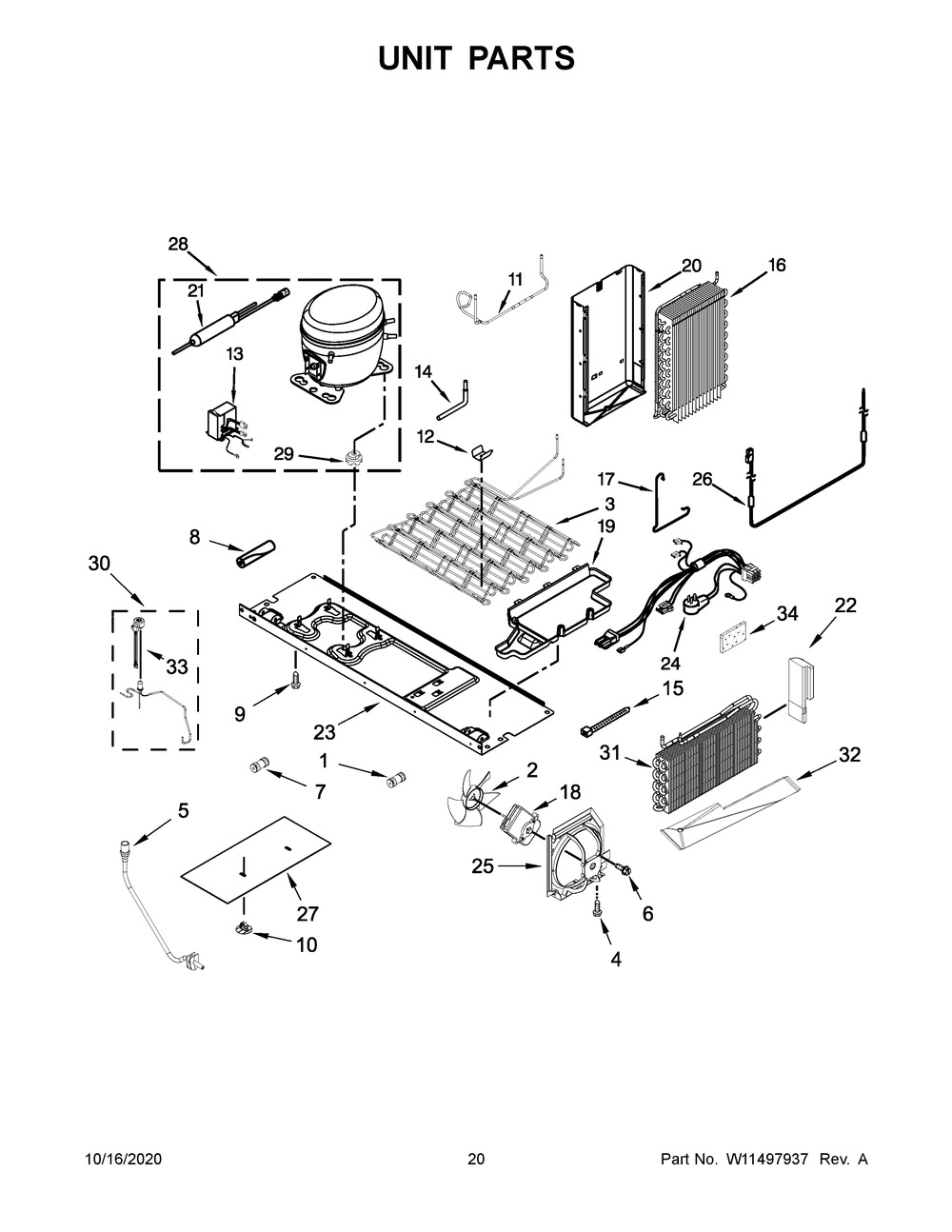 Unit Parts Diagram and Parts List for KRSF705HBS01  Whirlpool Refrigerator