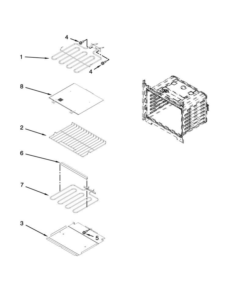 Internal Oven Parts Diagram and Parts List for KEBK171BBL01  KitchenAid Wall Oven