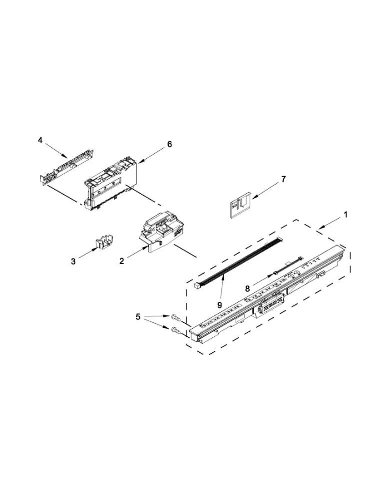 Control Panel And Latch Parts Diagram and Parts List for 66512782K310  Kenmore Dishwasher