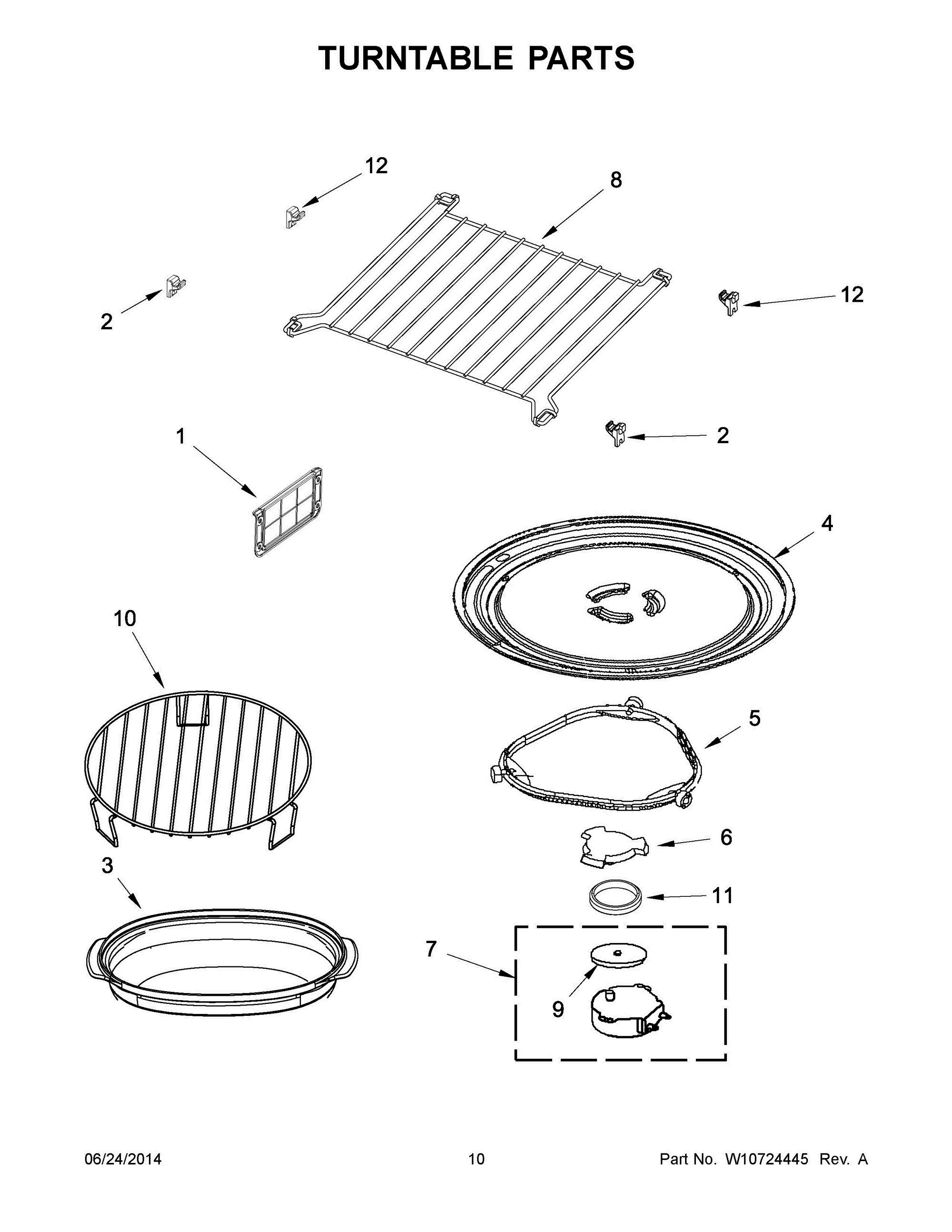 06 - TURNTABLE PARTS Diagram and Parts List for YWMH76719CW0  Whirlpool Microwave