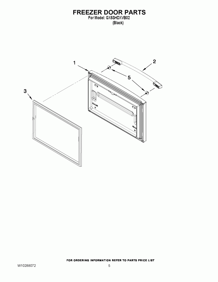 FREEZER DOOR PARTS Diagram and Parts List for GX5SHDXVB02  Whirlpool Refrigerator