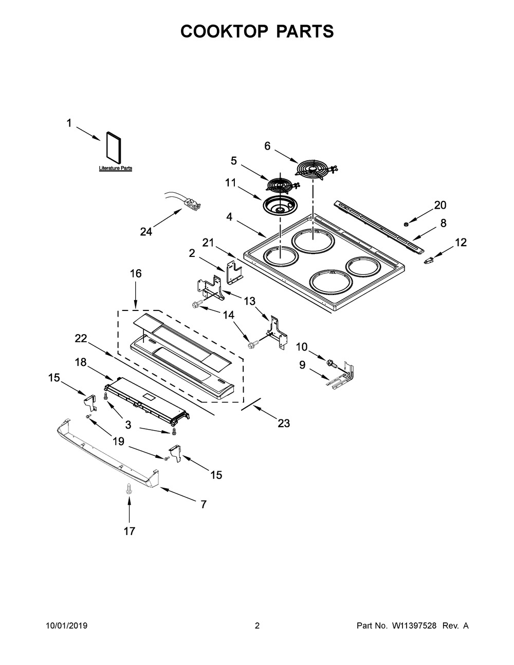 Cooktop Parts Diagram and Parts List for WEC310S0FS4  Whirlpool Range