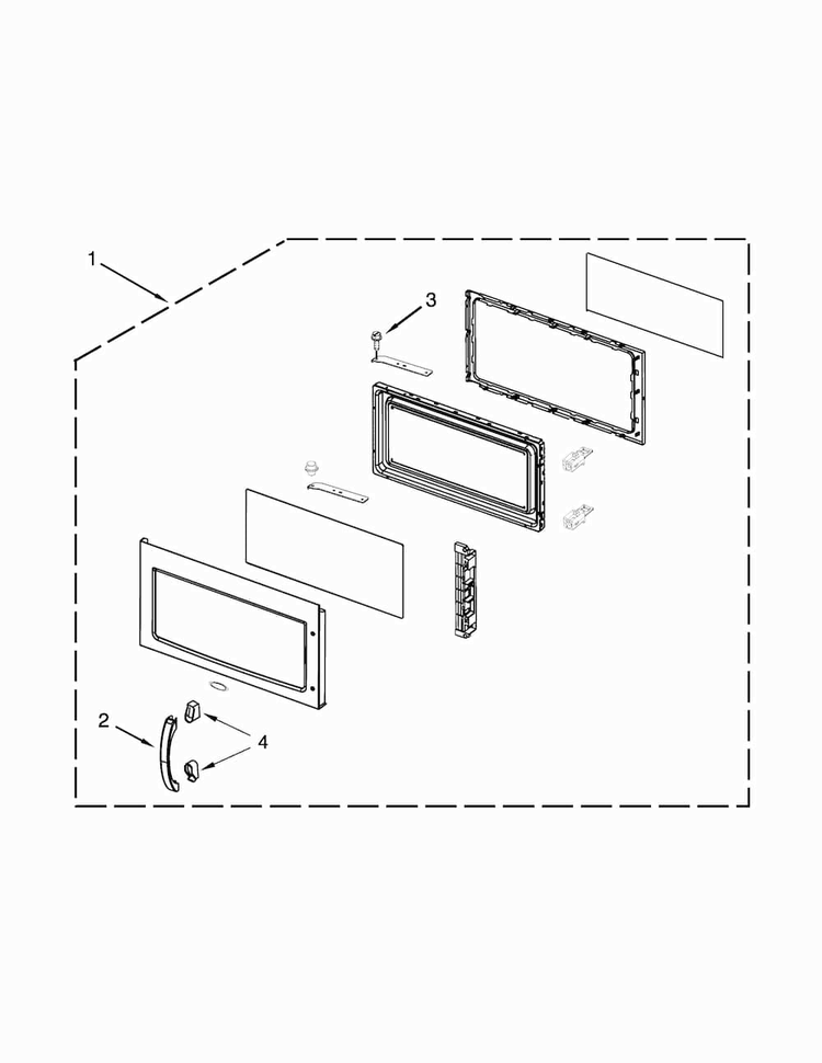 Door Parts Diagram and Parts List for KHMC1857BSS1  KitchenAid Microwave