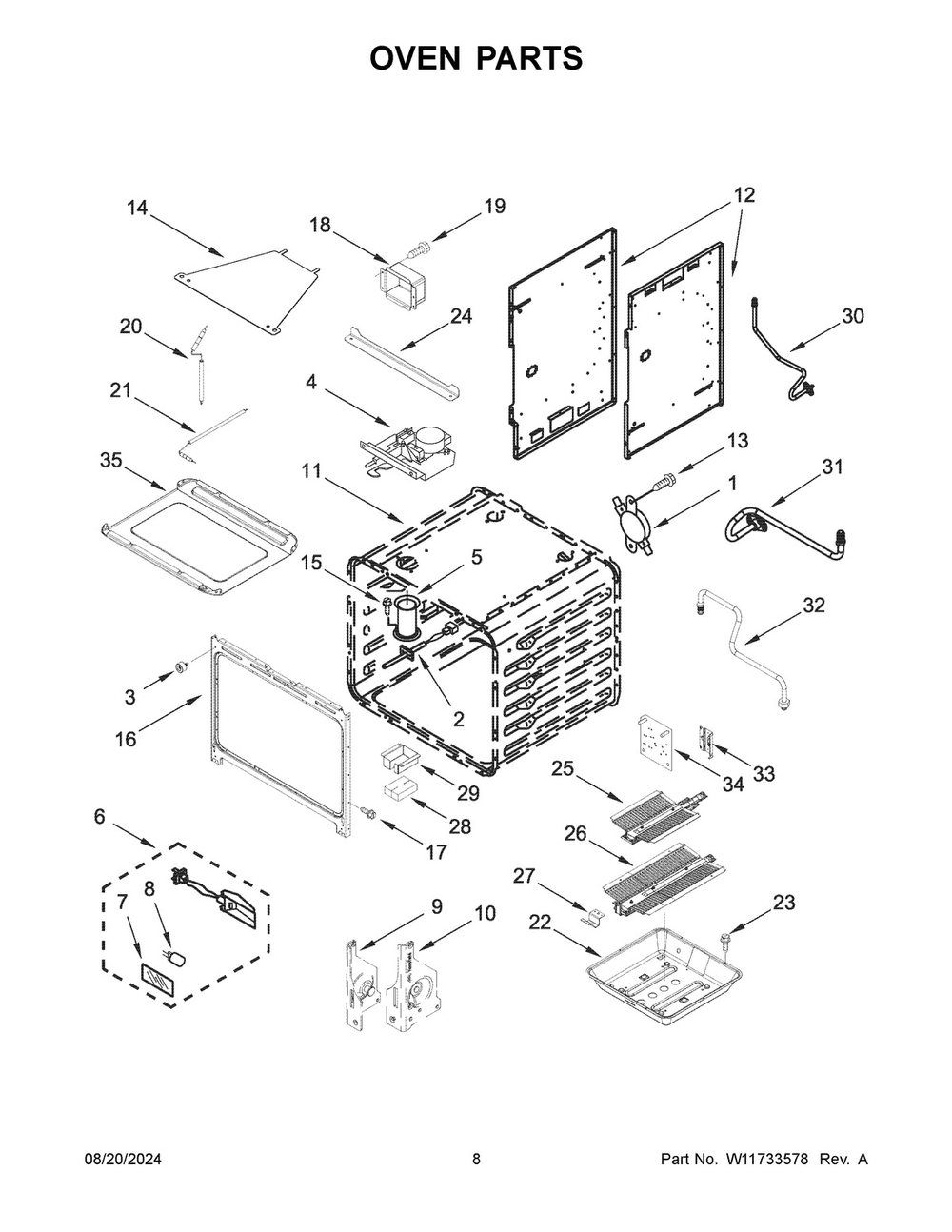 05 - Oven Parts Diagram and Parts List for KFGC500JMH07  Whirlpool Range