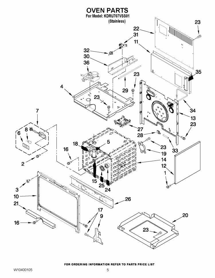 OVEN PARTS Diagram and Parts List for KDRU707VSS01  KitchenAid Range