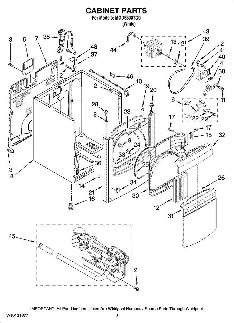 CABINET PARTS Diagram and Parts List for MGD6300TQ0  Maytag Dryer