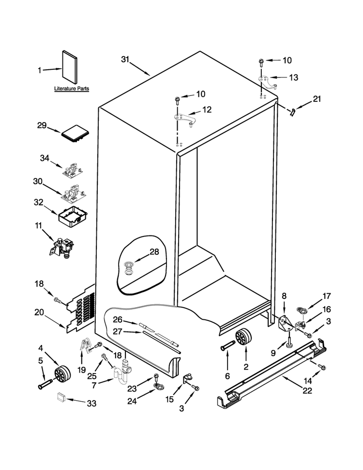 Cabinet Parts Diagram and Parts List for 7KRSF77EST00  KitchenAid Refrigerator