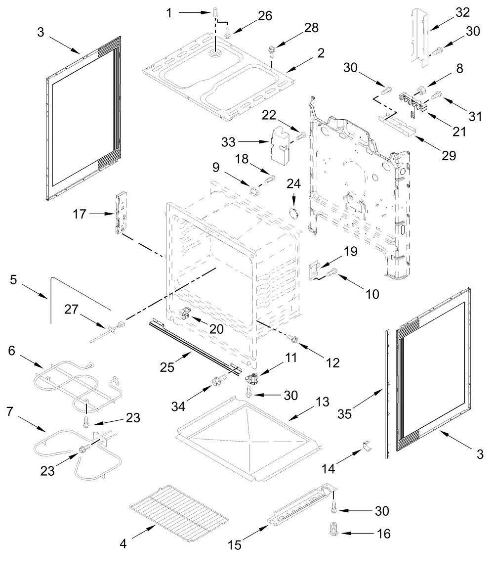 Chassis Parts Diagram and Parts List for VREW3150RB0  Whirlpool Range