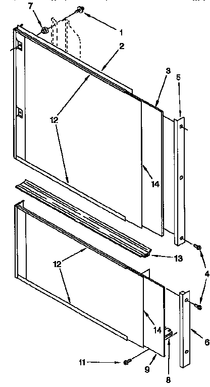 Door And Panel Parts Diagram and Parts List for KUDI23BWH0  KitchenAid Dishwasher
