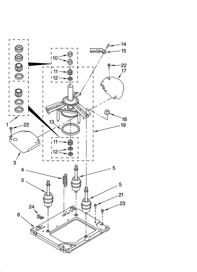 Machine Base Parts Diagram and Parts List for 1101820296  Kenmore Washer Dryer Combo