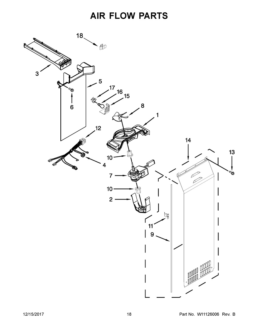 Air Flow Parts Diagram and Parts List for WRS588FIHV00  Whirlpool Refrigerator