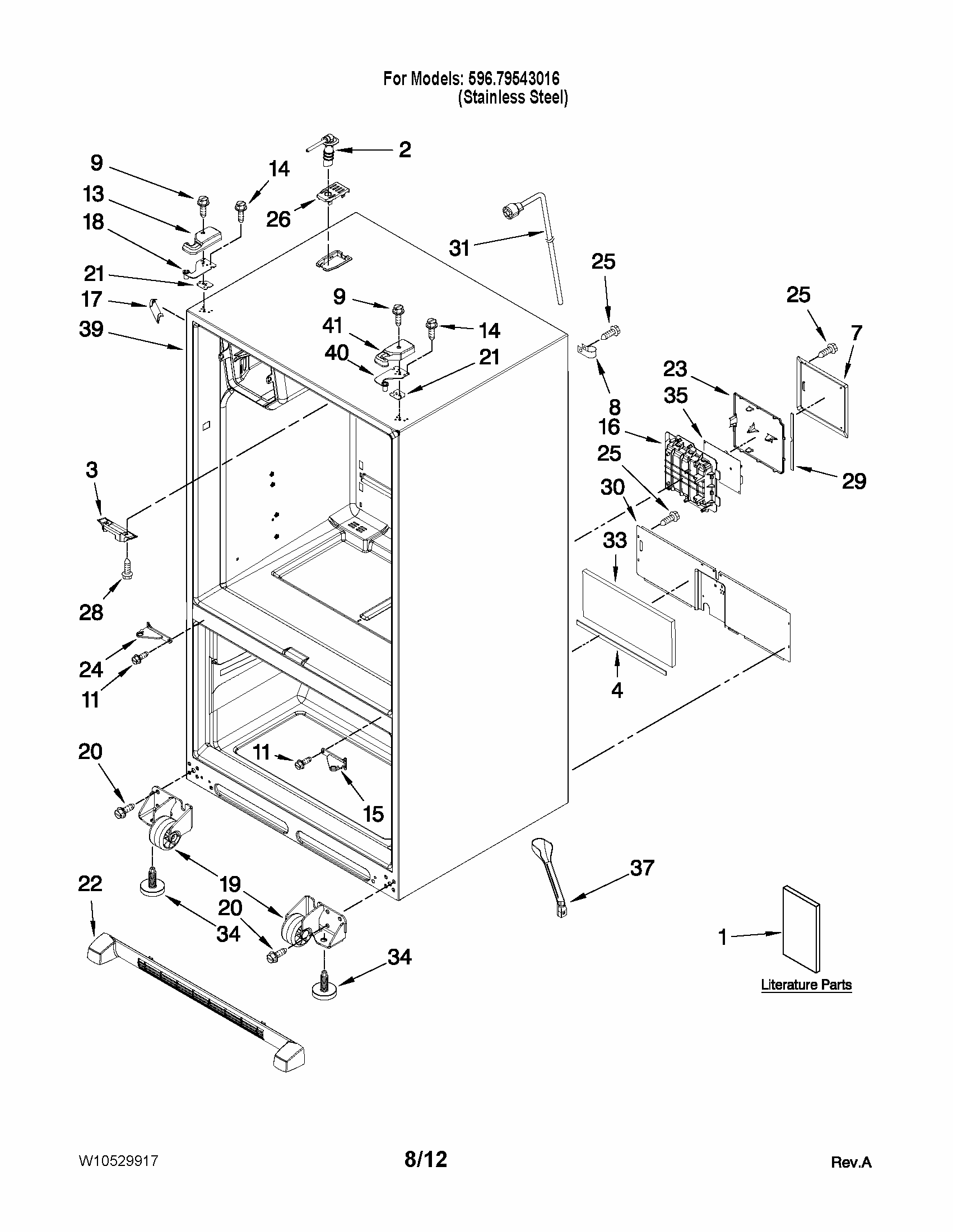 Cabinet Parts Diagram and Parts List for 59679543016  Kenmore Refrigerator