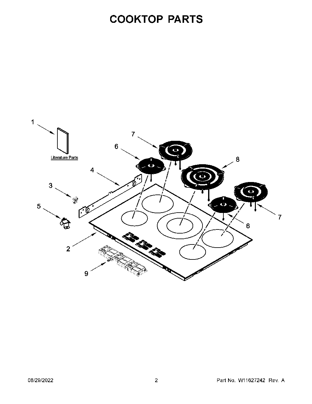 Cooktop Parts Diagram and Parts List for KCIG550JBL01  KitchenAid Cooktop