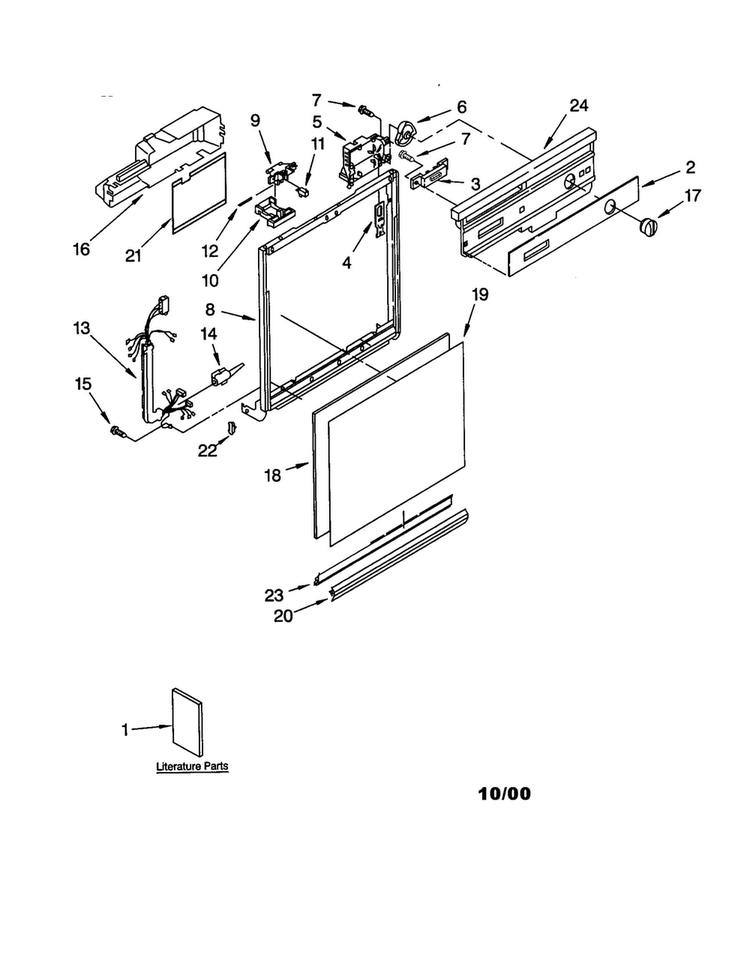 Frame And Console Diagram and Parts List for DU850DWGX2  Whirlpool Dishwasher