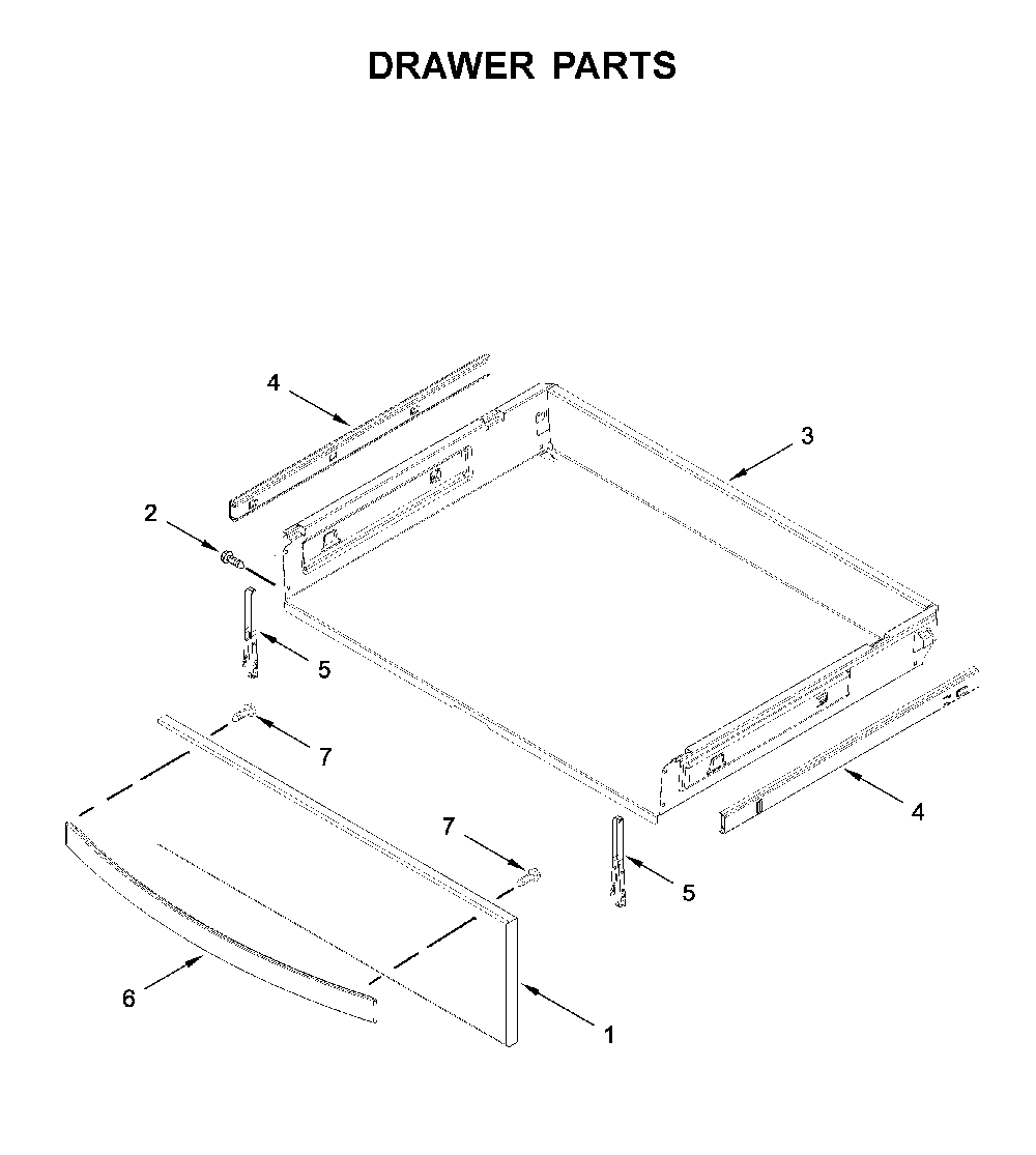 Drawer parts Diagram and Parts List for WFG975H0HZ1  Whirlpool Range