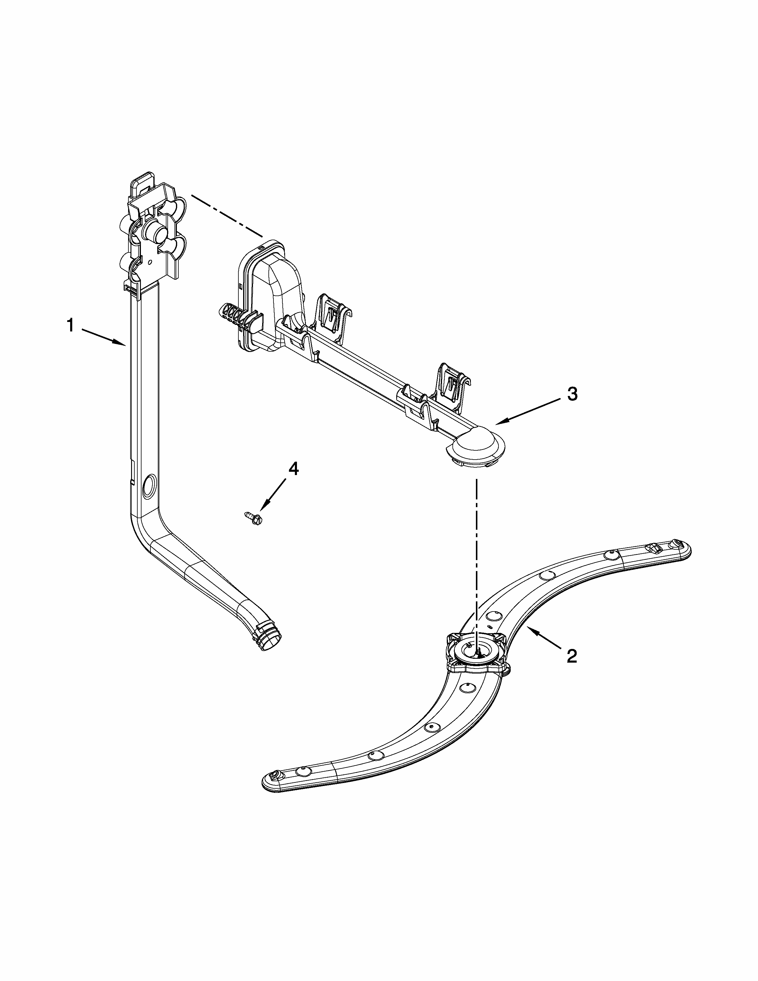 Upper Wash And Rinse Parts Diagram and Parts List for 66514319N410  Kenmore Dishwasher