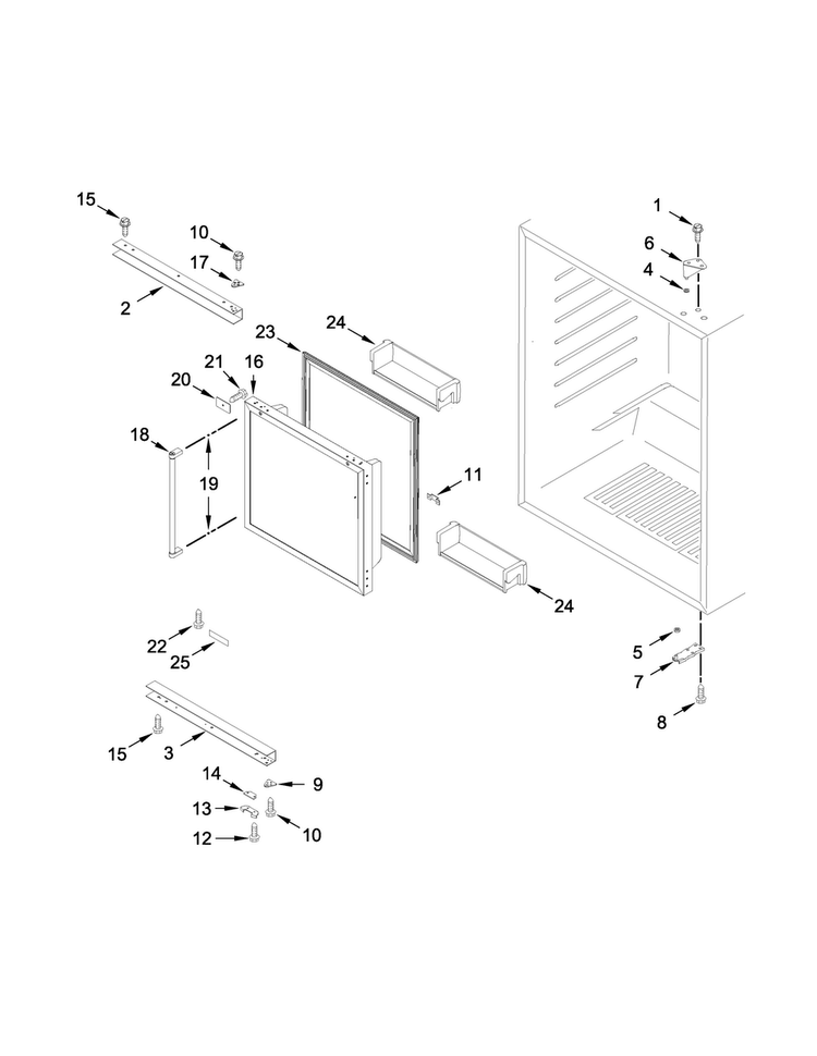 Door Parts Diagram and Parts List for KURR104EPA00  KitchenAid Refrigerator