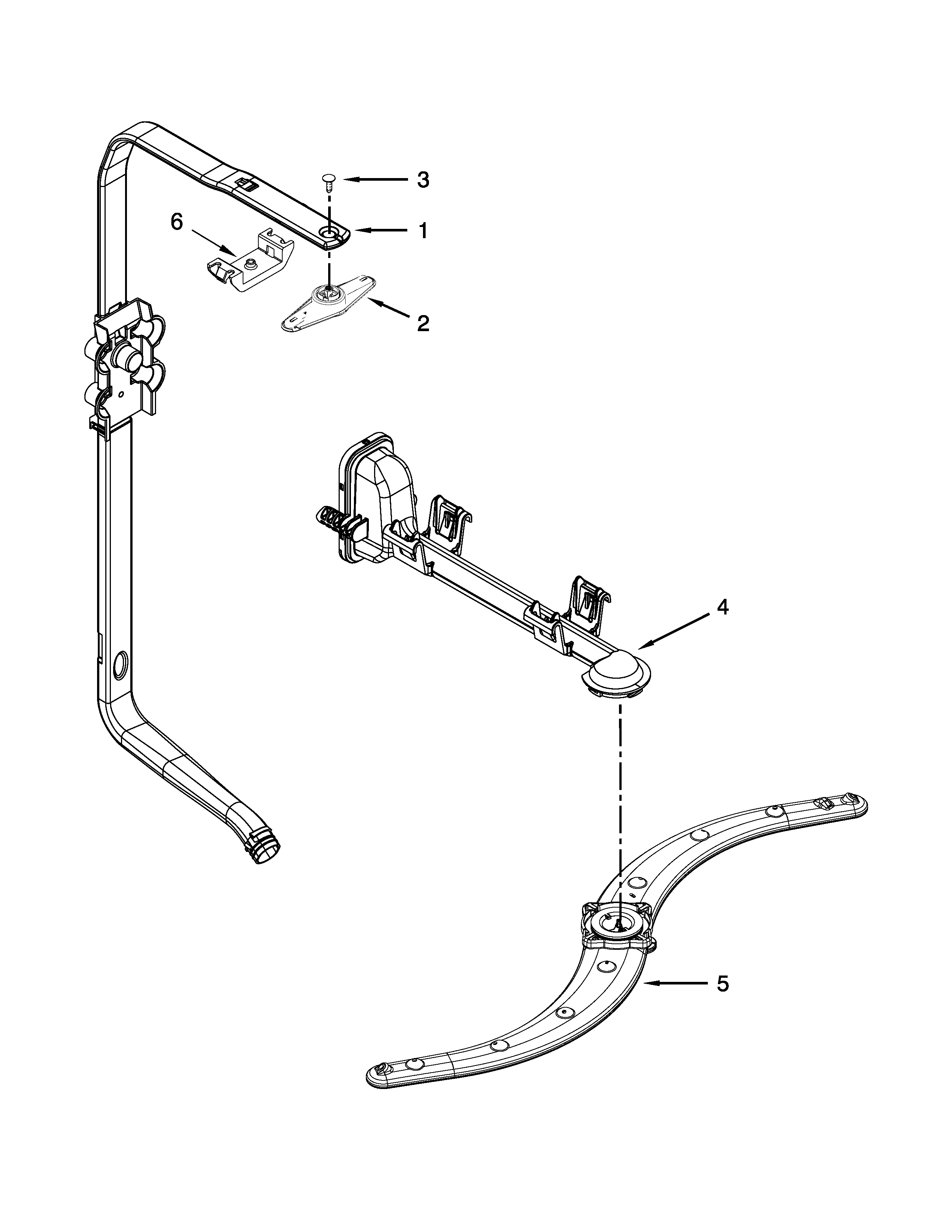 Upper Wash And Rinse Parts Diagram and Parts List for 66513549N410  Kenmore Dishwasher