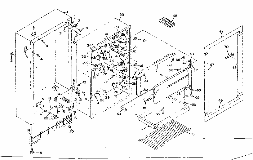 Refrigerator Cabinet Parts Diagram and Parts List for 106R12A  Kenmore Refrigerator