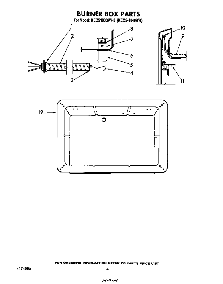 Section 2 Diagram and Parts List for KECS-1040WH  KitchenAid Cooktop