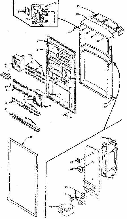 Refrigerator Door Parts Diagram and Parts List for 106M12CL-F  Kenmore Refrigerator