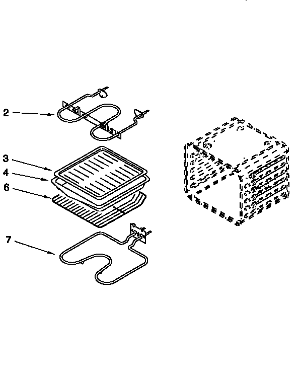 Internal Oven Diagram and Parts List for RBS248PDB4  Whirlpool Wall Oven