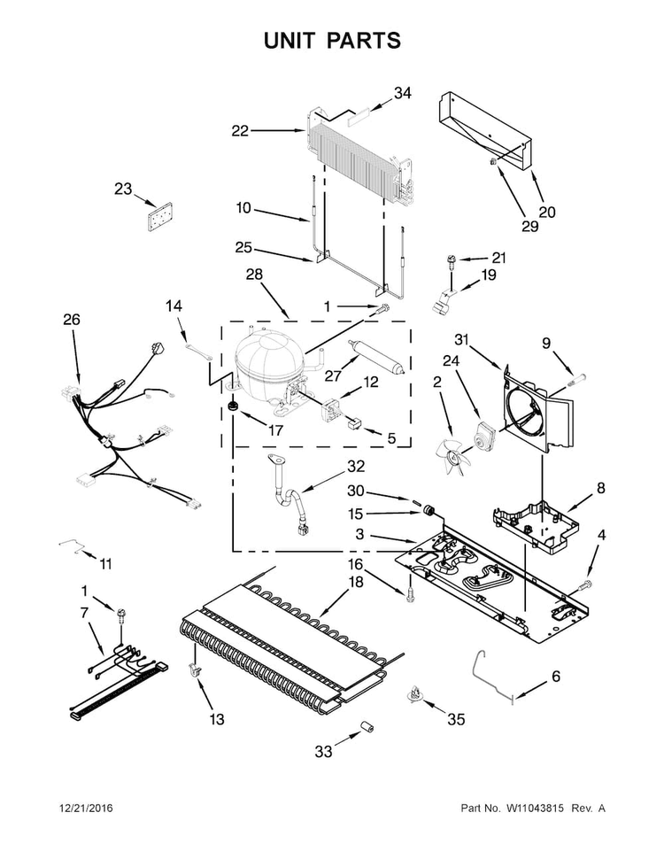 Unit Parts Diagram and Parts List for WRF535SWHV00  Whirlpool Refrigerator