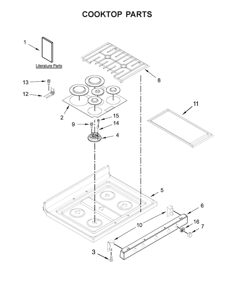 Cooktop Parts Diagram and Parts List for KFGS530ESS0  KitchenAid Range