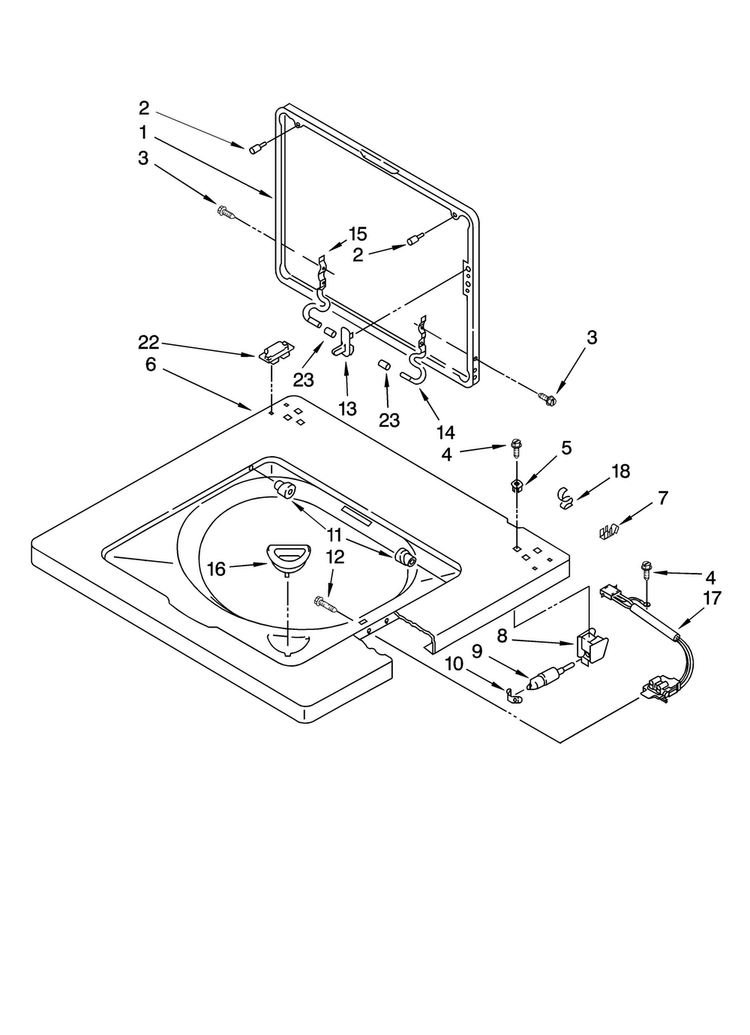 Washer Top And Lid Parts Diagram and Parts List for 11087842700  Kenmore Washer Dryer Combo