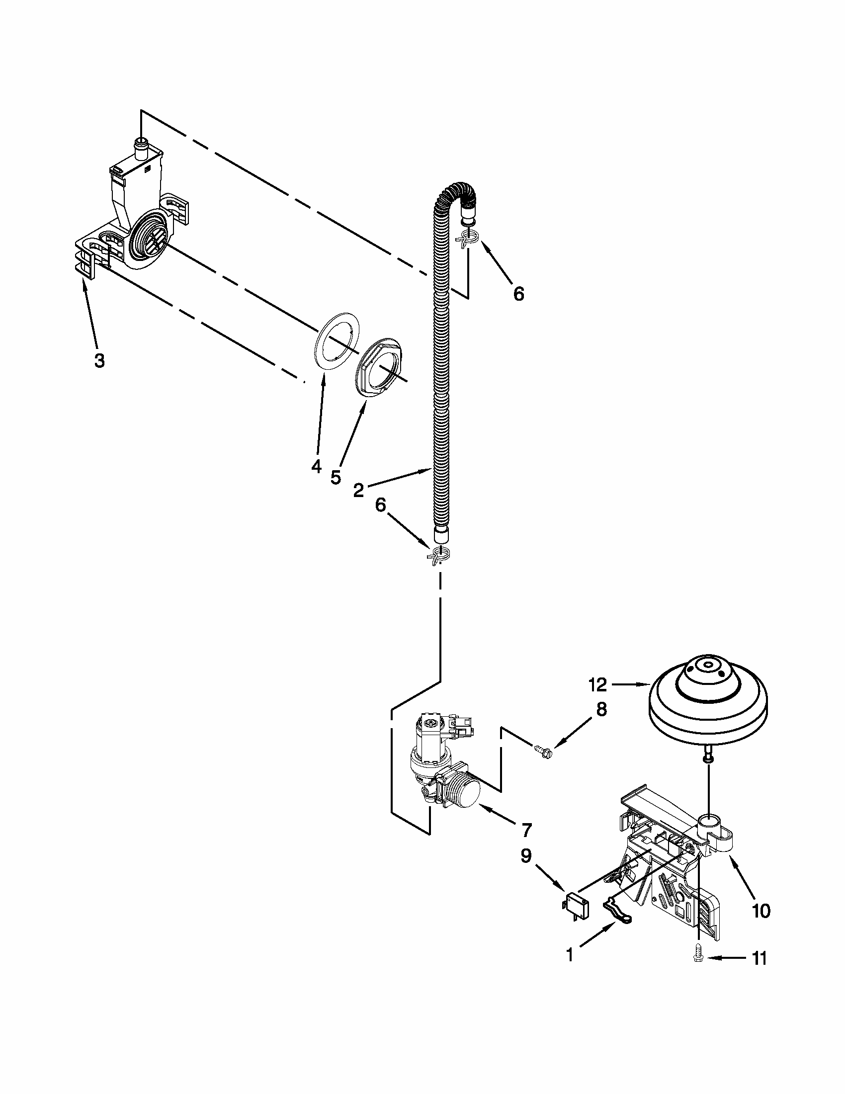 Fill, Drain & Overfill Parts Diagram and Parts List for 66517159K210  Kenmore Dishwasher